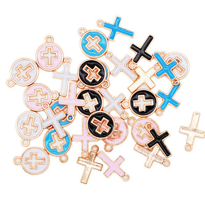 30 vnt. / partijoje "Candy Color Cross Oil Drop Charms" "pasidaryk pats" apyrankės, karolių gamybos pakabukas "pasidaryk pats" rankų darbo papuošalams
