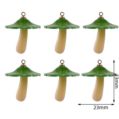6 buc. Brelocuri în formă de ciupercă, roșie, verde, pandantiv pentru cercei, colier, breloc, rășină, preparate manual, alimente, bijuterii, bricolaj
