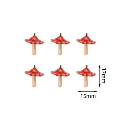 6 buc. Brelocuri în formă de ciupercă, roșie, verde, pandantiv pentru cercei, colier, breloc, rășină, preparate manual, alimente, bijuterii, bricolaj