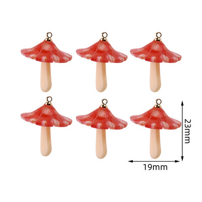 6 buc. Brelocuri în formă de ciupercă, roșie, verde, pandantiv pentru cercei, colier, breloc, rășină, preparate manual, alimente, bijuterii, bricolaj