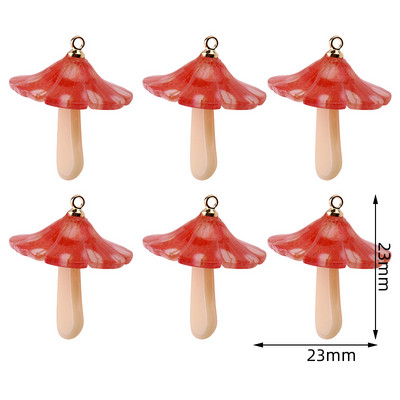 6 buc. Brelocuri în formă de ciupercă, roșie, verde, pandantiv pentru cercei, colier, breloc, rășină, preparate manual, alimente, bijuterii, bricolaj
