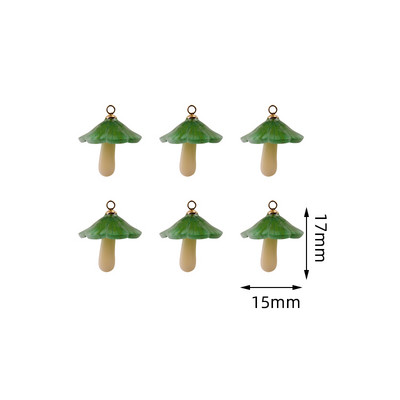 6 buc. Brelocuri în formă de ciupercă, roșie, verde, pandantiv pentru cercei, colier, breloc, rășină, preparate manual, alimente, bijuterii, bricolaj