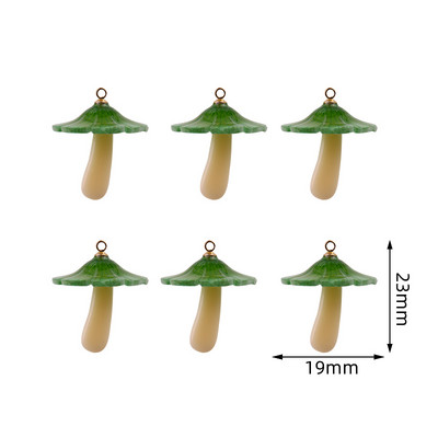 6 buc. Brelocuri în formă de ciupercă, roșie, verde, pandantiv pentru cercei, colier, breloc, rășină, preparate manual, alimente, bijuterii, bricolaj