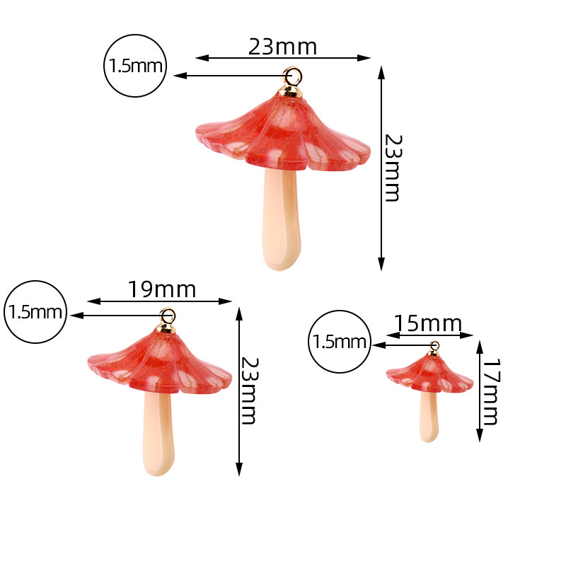 6 buc. Brelocuri în formă de ciupercă, roșie, verde, pandantiv pentru cercei, colier, breloc, rășină, preparate manual, alimente, bijuterii, bricolaj