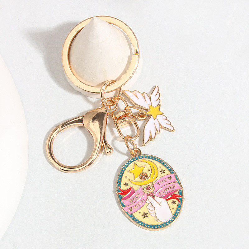 Breloc email cu desene animate Baghetă magică Aripi de stea Breloc cu lună Brelocuri Cadou suvenir pentru femei bărbați Chei de mașină DIY bijuterii lucrate manual