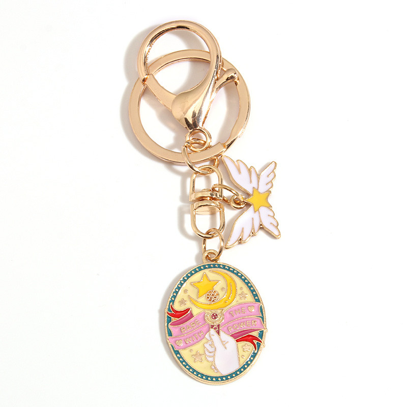 Breloc email cu desene animate Baghetă magică Aripi de stea Breloc cu lună Brelocuri Cadou suvenir pentru femei bărbați Chei de mașină DIY bijuterii lucrate manual
