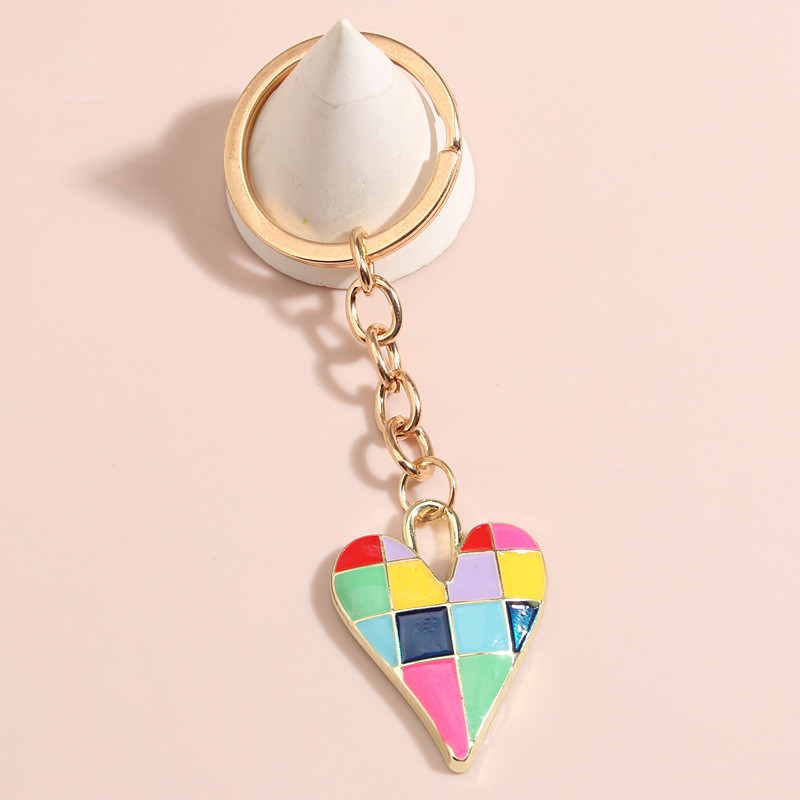 Breloc drăguț emailat chei inimă plină de culoare Breloc cu dragoste pentru femei bărbați accesoriu geantă chei mașini DIY bijuterii lucrate manual Cadouri