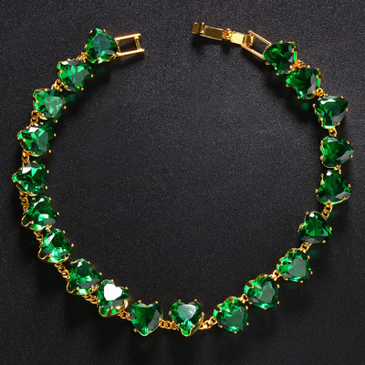 Stonefans Brățară de gleznă cu inimă de zircon verde bohomian pentru femei, moda plajă, lanț cu gheață, toc, pantofi, bijuterii pentru picioare