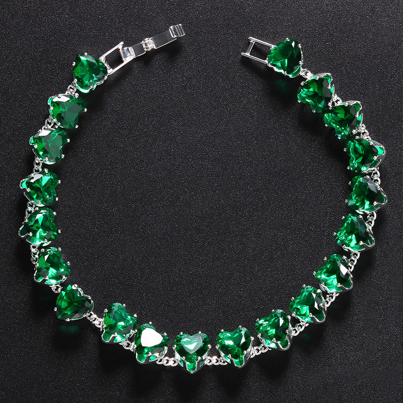 Stonefans Brățară de gleznă cu inimă de zircon verde bohomian pentru femei, moda plajă, lanț cu gheață, toc, pantofi, bijuterii pentru picioare