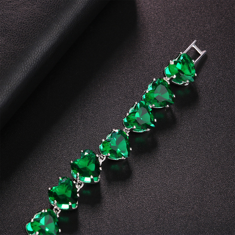 Stonefans Brățară de gleznă cu inimă de zircon verde bohomian pentru femei, moda plajă, lanț cu gheață, toc, pantofi, bijuterii pentru picioare