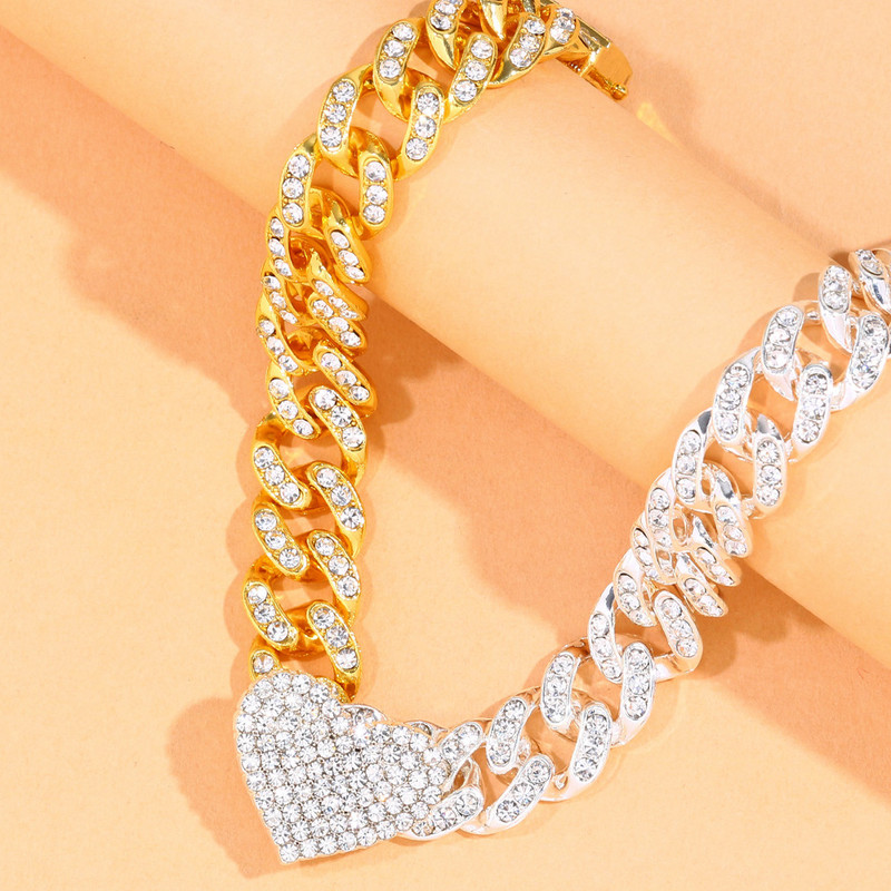 Stonefans Beach Stitching Cuban Link Heart Bratara glezna pentru femei Hip Hop Iced Out Bratara glezna picior Bijuterii cu ridicata pentru picioare