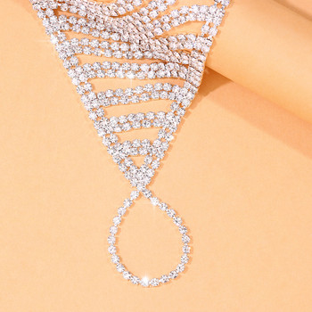 Stonefans Summer Beach Layered Finger Anklet Toe Chain Jewelry for Women Bohomian Full Rhinestone Anklet Гривна на едро