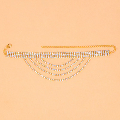 Stonefans Fashion Strasuri strălucitoare Brațe de gleznă cu mai multe straturi pentru femei Lanț cu ciucuri de lux Accesorii pentru bijuterii pentru corp de gleznă Plajă de vară