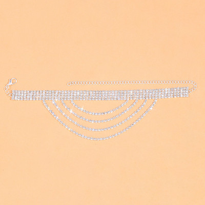 Stonefans Fashion Strasuri strălucitoare Brațe de gleznă cu mai multe straturi pentru femei Lanț cu ciucuri de lux Accesorii pentru bijuterii pentru corp de gleznă Plajă de vară