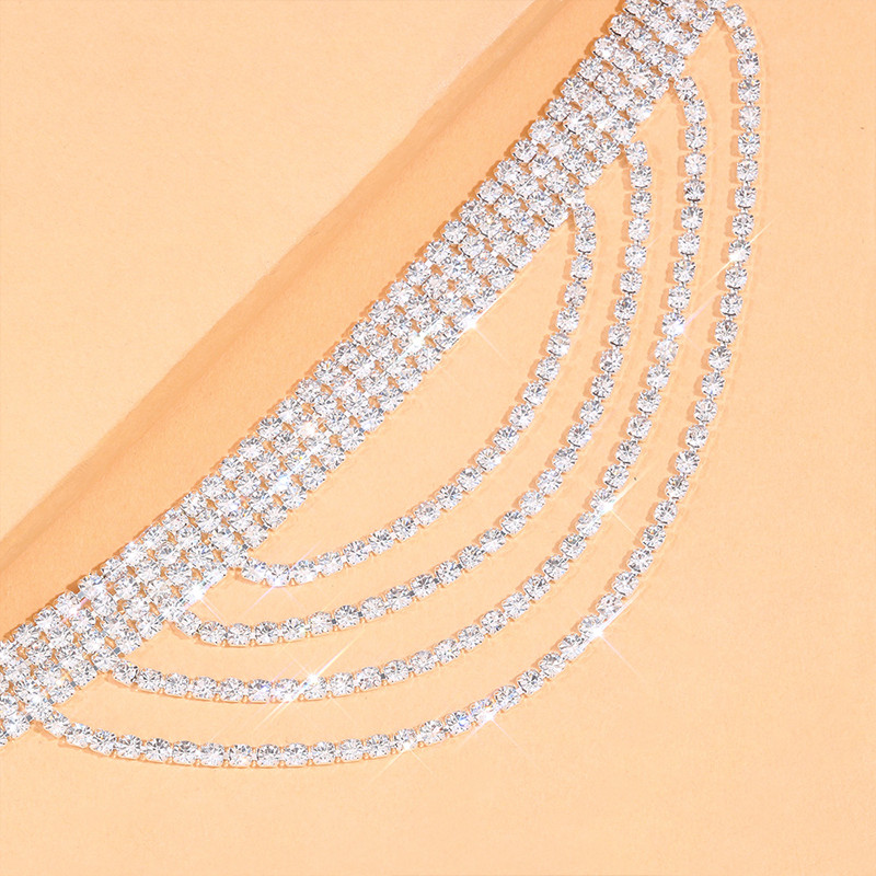 Stonefans Fashion Strasuri strălucitoare Brațe de gleznă cu mai multe straturi pentru femei Lanț cu ciucuri de lux Accesorii pentru bijuterii pentru corp de gleznă Plajă de vară