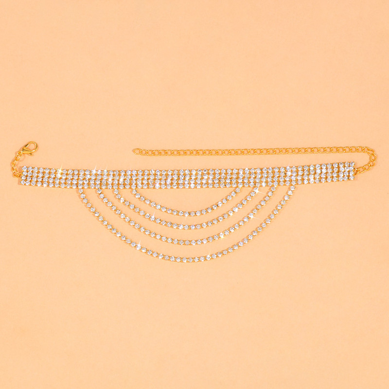 Stonefans Fashion Strasuri strălucitoare Brațe de gleznă cu mai multe straturi pentru femei Lanț cu ciucuri de lux Accesorii pentru bijuterii pentru corp de gleznă Plajă de vară