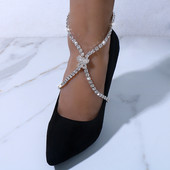 Stonefans Fashion Strass Fluture gleznă Brățări Bijuterii de plajă Lanț pentru picioare Toc înalt Sandale gleznă Accesorii pentru femei