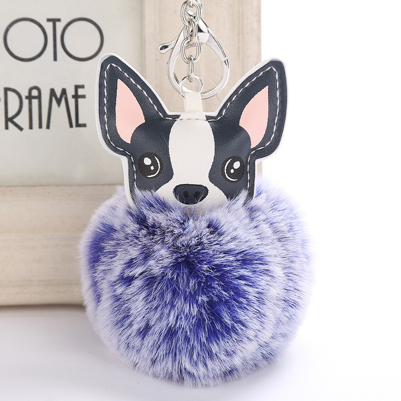 Breloc drăguț din piele PU pentru cățeluș Breloc cu minge de păr Breloc pentru mașină cu pompon moale Accesorii pentru geanta mașină pentru doamne Breloc Cadou pentru mamă Llaveros