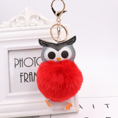 1 buc breloc cu bufniță cu pompon drăguț din piele PU, breloc de pluș cu bufniță, telefon mobil, rucsac, pandantiv, breloc pentru cuplu, bijuterii, cadou