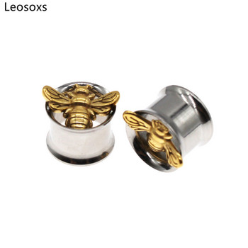 Leosoxs 316L Surgical Steel Flesh Ear Tunnel βύσματα με διπλό νήμα αυτιού Piercing Flower Ear Expander Gauges Body Jewelry