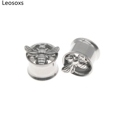 Leosoxs 316L oțel chirurgical carne tunel ureche dopuri dublu corn fir Piercing ureche floare ureche expansor calibre bijuterii pentru corp