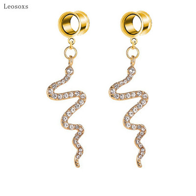 Leosoxs 2 buc Bijuterii piercing la ureche cu val în formă de șarpe lung, europene și americane
