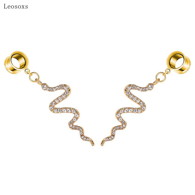 Leosoxs 2 buc Bijuterii piercing la ureche cu val în formă de șarpe lung, europene și americane