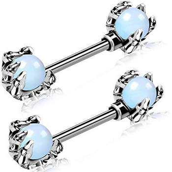 Leosoxs 1 Pair Αξεσουάρ Piercing Sexy Ghost Claw Opal Στρογγυλό δαχτυλίδι γάλακτος με μπάλα Γρήγορες πωλήσεις σε Ευρώπη και Ηνωμένες Πολιτείες