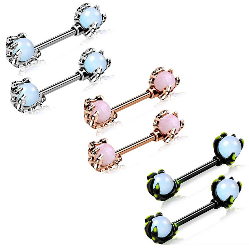 Leosoxs 1 pereche de accesorii de piercing Sexy Ghost Claw Opal Round Ball Milk Ring Vânzare rapidă prin Europa și Statele Unite ale Americii
