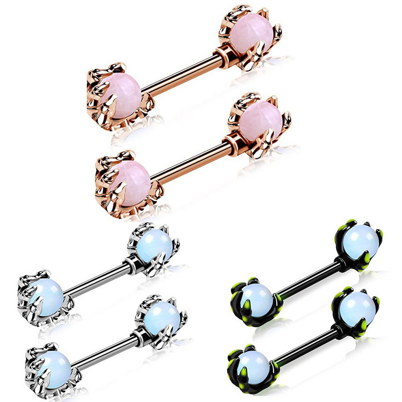 Leosoxs 1 pereche de accesorii de piercing Sexy Ghost Claw Opal Round Ball Milk Ring Vânzare rapidă prin Europa și Statele Unite ale Americii