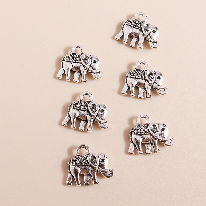 30db 14*12mm-es tibeti ezüst ékszer ékszerek ötvözet elefánt bűbáj barkácsoláshoz Nyakláncok karkötők készítés kiegészítők állat medálok