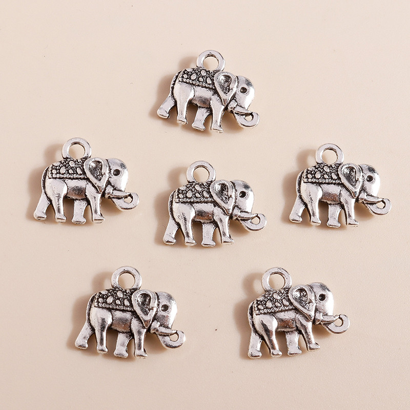 30db 14*12mm-es tibeti ezüst ékszer ékszerek ötvözet elefánt bűbáj barkácsoláshoz Nyakláncok karkötők készítés kiegészítők állat medálok