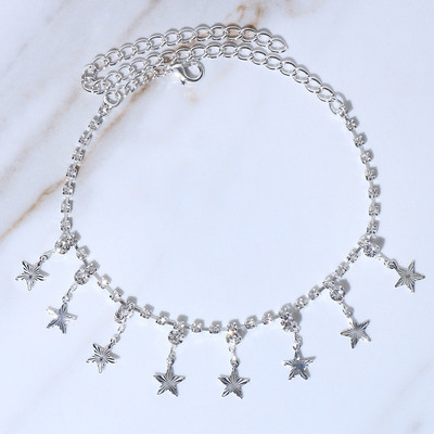 Stonefans Fashion Stars Formă pandantiv gleznă cu strass pentru femei, vară, lanț de tenis de plajă, gleznă, brățară pe picior, bijuterii
