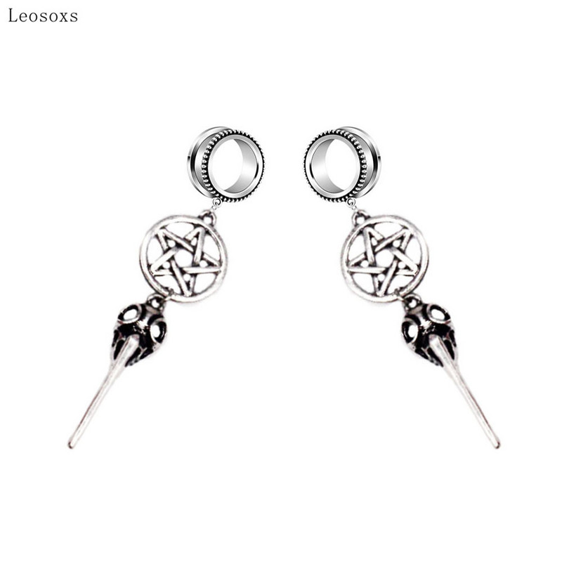Leosoxs 2 bucăți moda europeană și americană în stil punk întunecat pentagramă antică bijuterii piercing urechi de cioar lung cioc