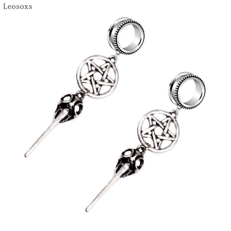 Leosoxs 2 bucăți moda europeană și americană în stil punk întunecat pentagramă antică bijuterii piercing urechi de cioar lung cioc