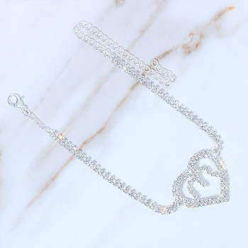 Stonefans Simple Rhinestone M Letter Anklets Гривни Beach Women Wholesale Heart Foot Chain Anklet Sandals Jewelry Accessories