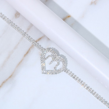 Stonefans Simple Rhinestone M Letter Anklets Гривни Beach Women Wholesale Heart Foot Chain Anklet Sandals Jewelry Accessories