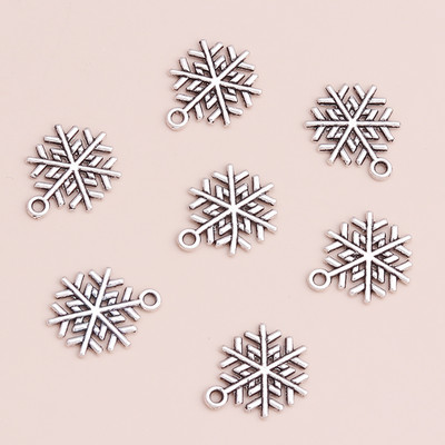 20 buc. Pandantive cu fulgi de nea mici, în două culori, pentru bricolaj, brelocuri, brățări, coliere, 20 x 20 mm, realizarea de bijuterii