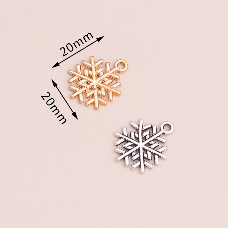 20 buc. Pandantive cu fulgi de nea mici, în două culori, pentru bricolaj, brelocuri, brățări, coliere, 20 x 20 mm, realizarea de bijuterii