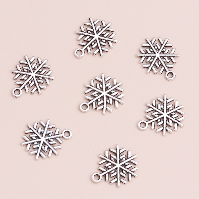 20 buc. Pandantive cu fulgi de nea mici, în două culori, pentru bricolaj, brelocuri, brățări, coliere, 20 x 20 mm, realizarea de bijuterii