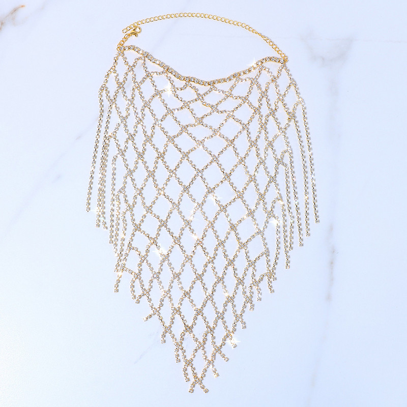 Stonefans Brățară de gleznă cu toc înalt cu stras complet pentru femei Brățară de gleznă cu plasă goală exagerată, ciucuri, bijuterii pentru picioare