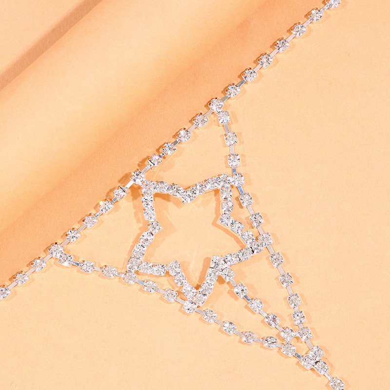 Stonefans divatos strasszos ujjú bokalánc lábujjak ékszerei nőknek Boho Summer Beach Hollow Star bokalánc karkötő a lábon