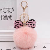 Breloc cu pompon de blană drăguț Breloc cu pompon din blană de iepure artificială Porte Clef Pompon De Fourrure Breloc pentru geantă pufoasă