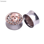 Leosoxs 2 bucăți din oțel inoxidabil din oțel inoxidabil din oțel inoxidabil pentru urechi, craniu și cercei din aur roz, bijuterii piercing