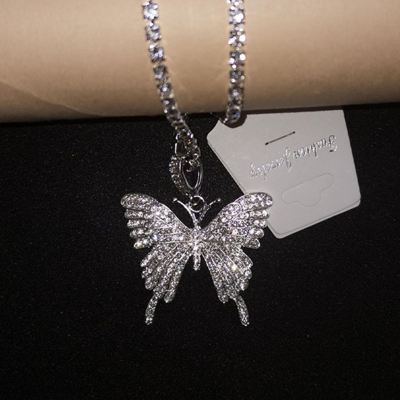 Stonefans Fashion Strass Big Butterfly gleznă pentru femei Vară Plajă simplu dublu strat tenis lanț glezna bijuterii petrecere