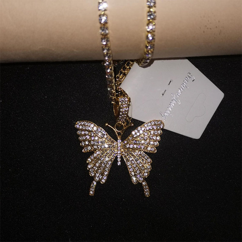 Stonefans Fashion Strass Big Butterfly gleznă pentru femei Vară Plajă simplu dublu strat tenis lanț glezna bijuterii petrecere