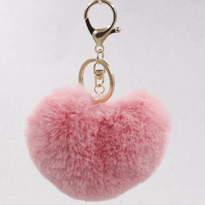 Breloc cu pompoane cu inimă Breloc multicolor cu pompon pom-pom Breloc pom-pom pentru doamnă Breloc pentru doamne Accesorii lucrate manual Breloc cu pandantiv Decorare