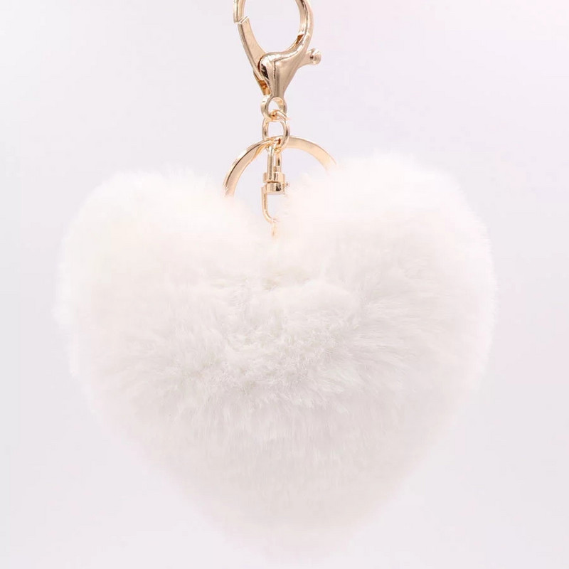 Breloc cu pompoane cu inimă Breloc multicolor cu pompon pom-pom Breloc pom-pom pentru doamnă Breloc pentru doamne Accesorii lucrate manual Breloc cu pandantiv Decorare