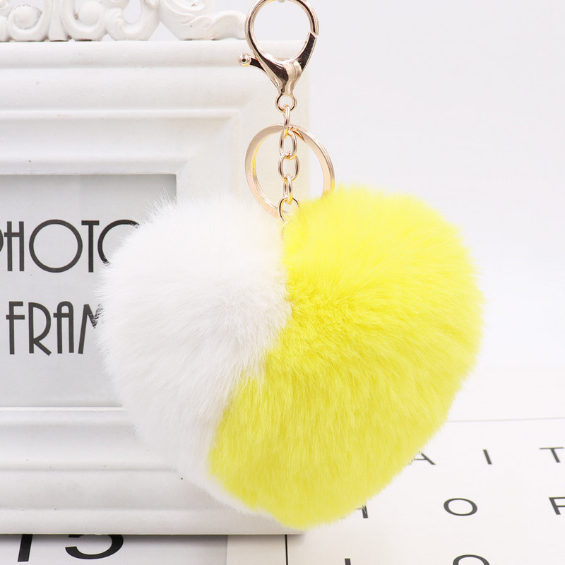 Breloc cu pompoane cu inimă Breloc multicolor cu pompon pom-pom Breloc pom-pom pentru doamnă Breloc pentru doamne Accesorii lucrate manual Breloc cu pandantiv Decorare