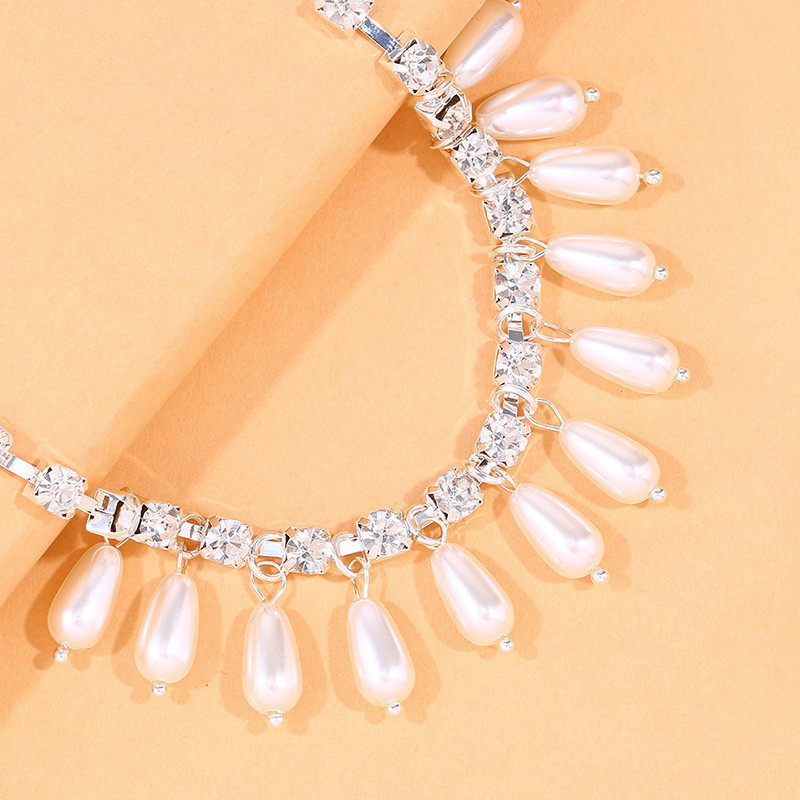 Stonefans, lanț de strass boem, gleznă cu pandantiv de perle pentru femei, sandale de plajă de vară, gleznă cu toc înalt, brățară, bijuterii